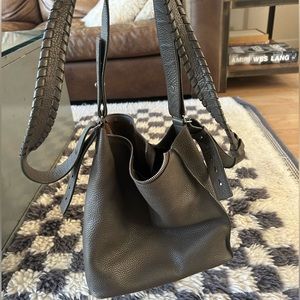 Allsaints tote hobo bag grained leather shoulder bag